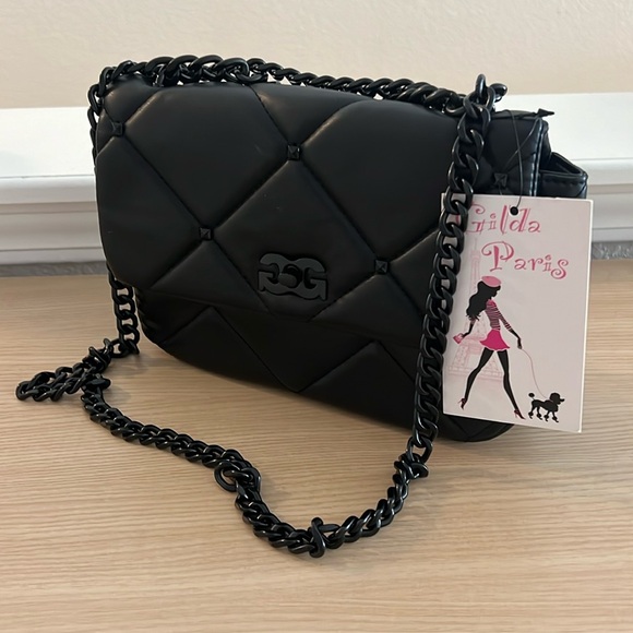 GILDA PARIS BNWT BLACK QUILTED CROSSBODY/HANDBAG - Picture 1 of 2